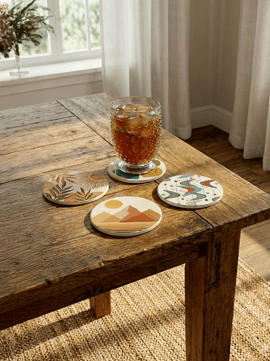 Custom print Ceramic Coasters - Laser Art MTL