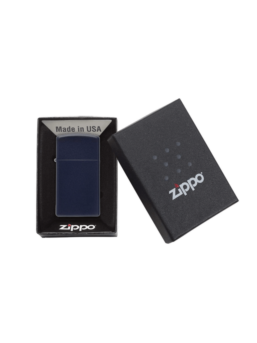 Zippo Slim® Navy Matte | Custom Engrave - Laser Art MTL