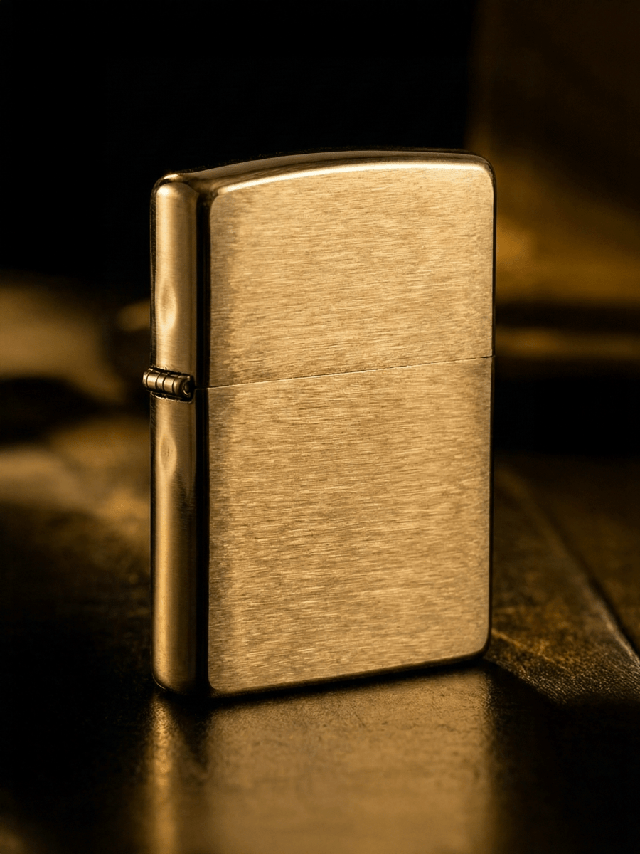 Zippo Solid Brushed Brass | Custom Engrave - Laser Art MTL Image principale du produit